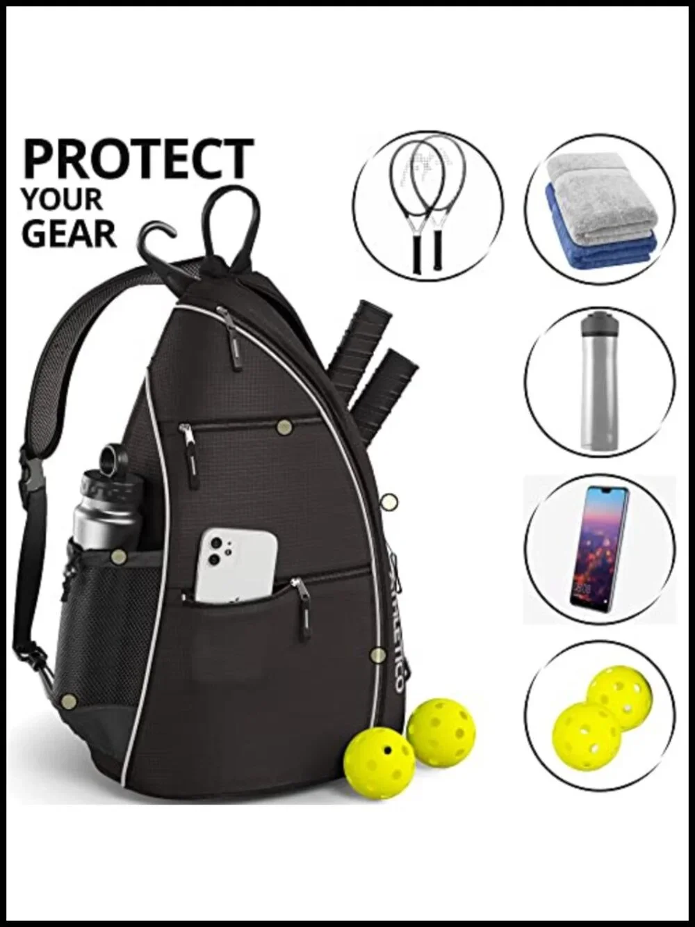 Sling Bag Crossbody Backpack for Pickleball Tennis Travel